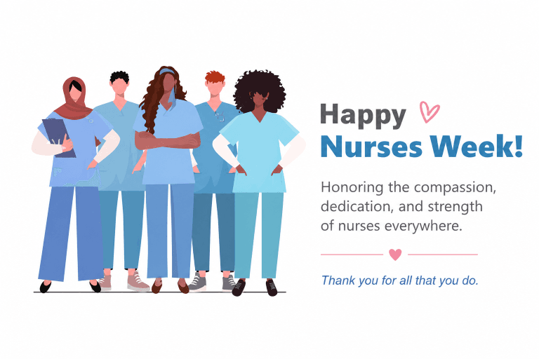 Happy Nurses Week illustration honoring the compassion, dedication, and strength of nurses everywhere