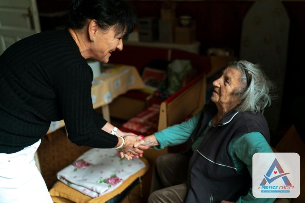 Naples home caregiver assisting a senior client during in-home care visit