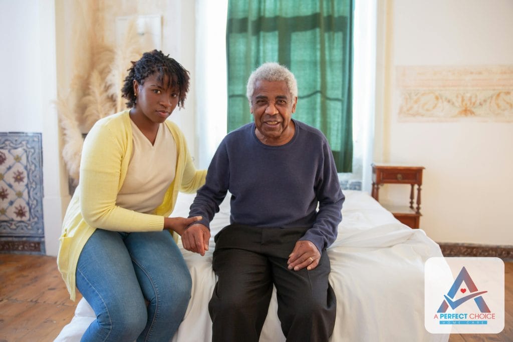 Estero home caregiver from A Perfect Choice providing in-home care for a senior client in Lee County, Florida