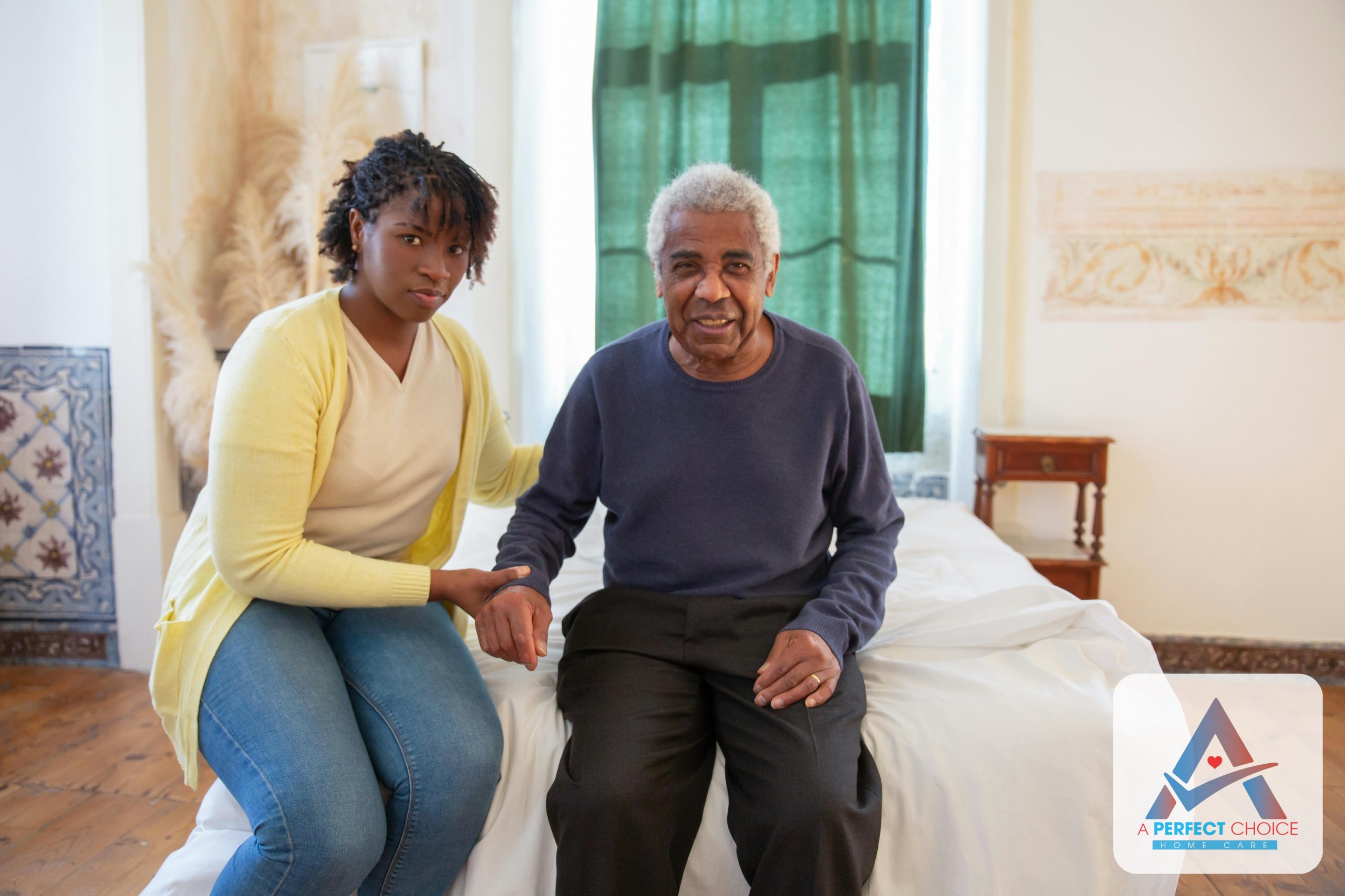 Estero home caregiver from A Perfect Choice providing in-home care for a senior client in Lee County, Florida